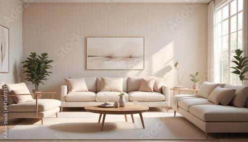 Photo interior modern design room 3D illustration