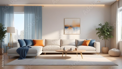 Photo interior modern design room 3D illustration