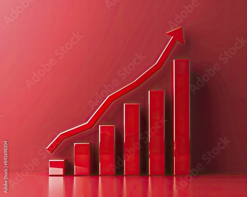 The upward trend of success visualized in vibrant red, symbolizing robust growth and positive financial performance photo