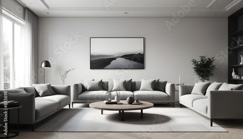 Photo interior modern design room 3D illustration