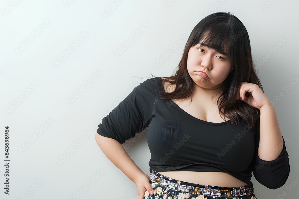 痩せたいのにダイエットに失敗してまた太ったことに悩む肥満女性
痩せたいのにダイエットに失敗してまた太ったことに悩む肥満女性