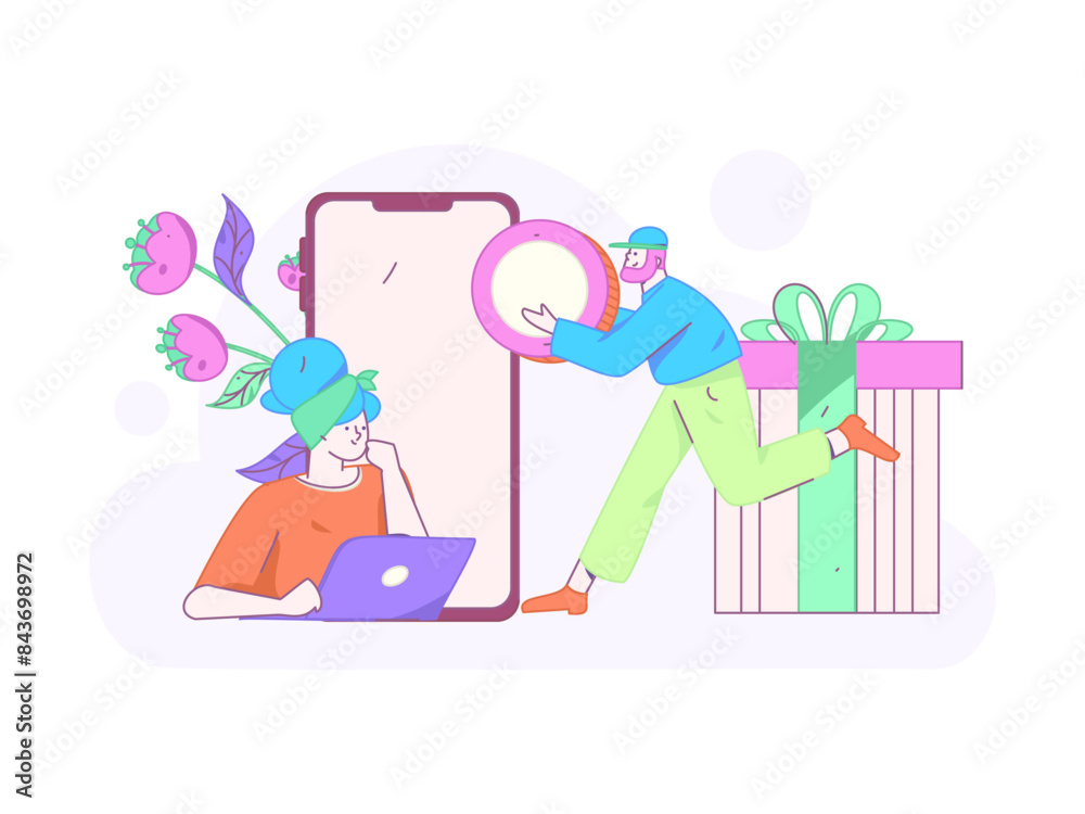 Use red envelopes to attract new customers and promote activity. Flat vector character concept illustration
Use red envelopes to attract new customers and promote activity. Flat vector character concept illustration