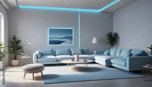 Photo interior modern design room 3D illustration