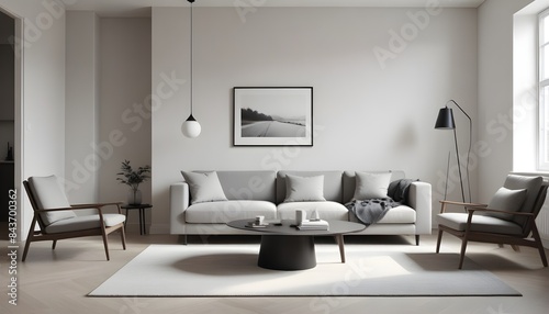 Photo interior modern design room 3D illustration