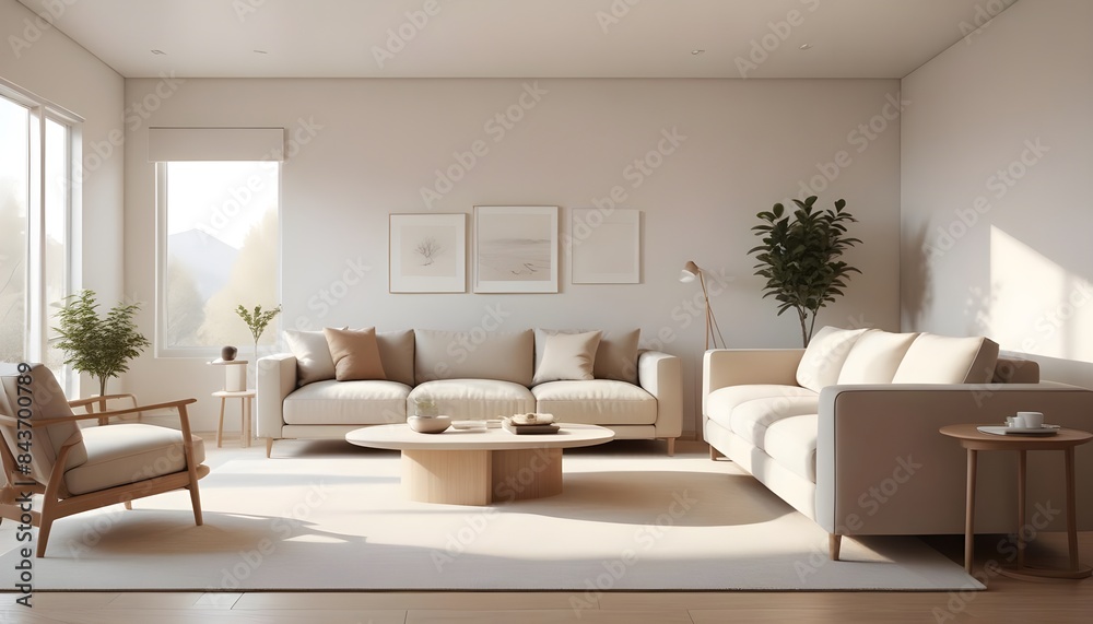 Photo interior modern design room 3D illustration