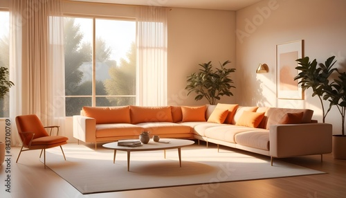 Photo interior modern design room 3D illustration