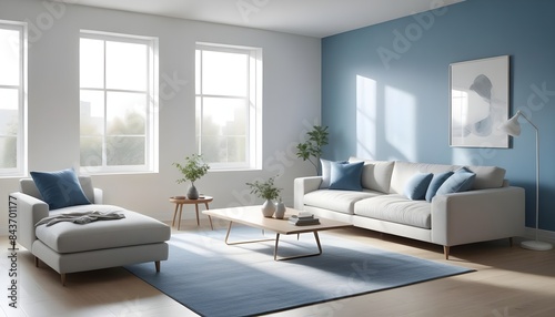 Photo interior modern design room 3D illustration