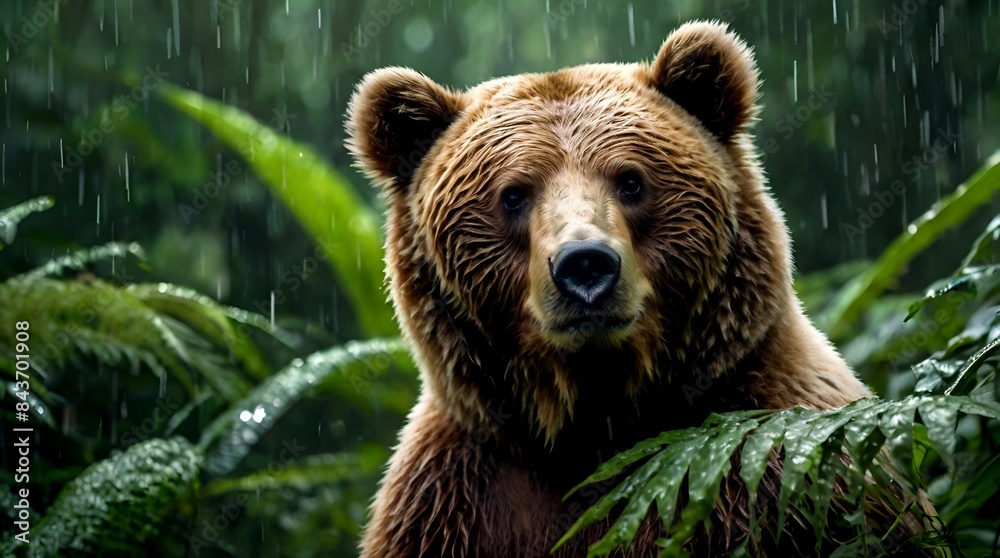 Fototapeta premium Big bear in a beautiful green forest