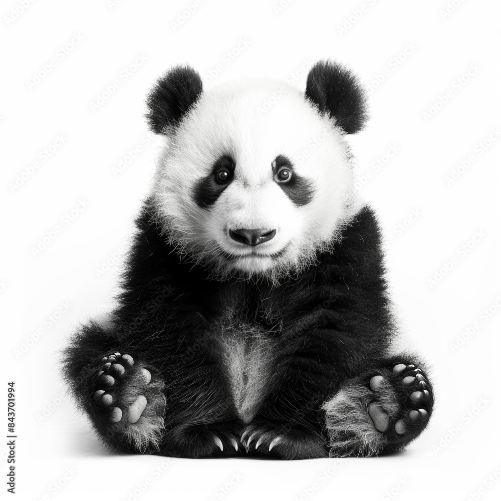 Fototapeta premium Full body of a cute panda over white background.