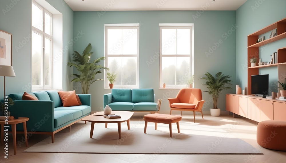 Fototapeta premium Photo interior modern design room 3D illustration