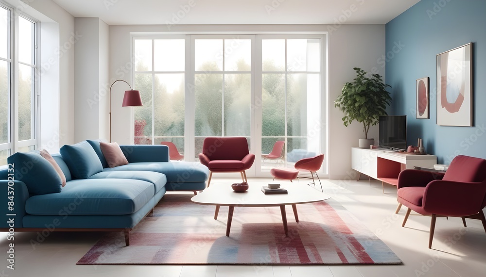 Photo interior modern design room 3D illustration