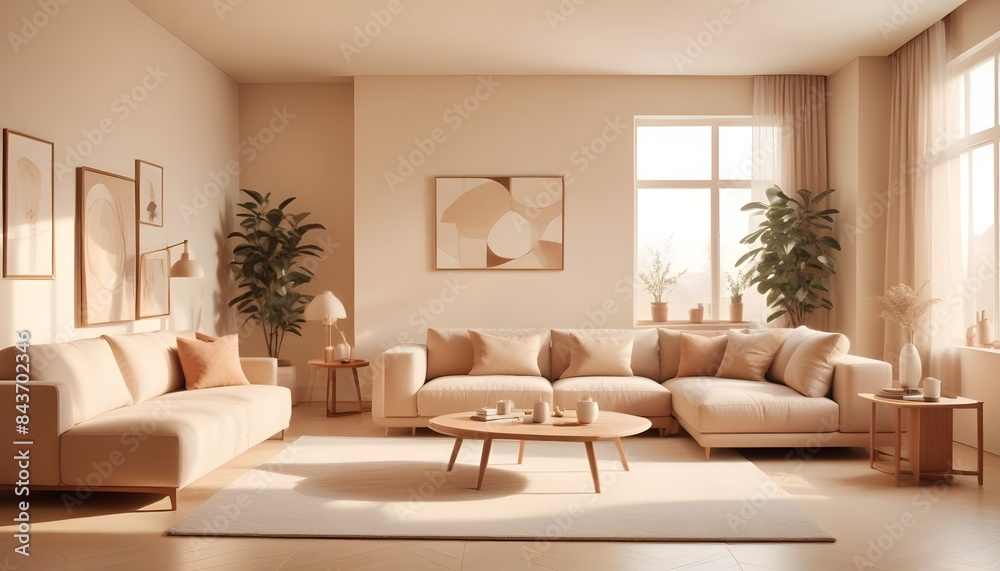 Fototapeta premium Photo interior modern design room 3D illustration