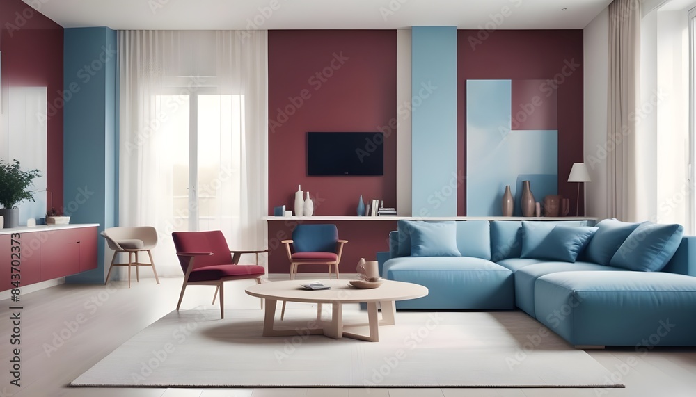 Photo interior modern design room 3D illustration Photo interior modern design room 3D illustration
