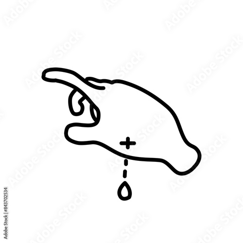 Hand with Blood Drop Icon for Blood Donation, Medical Testing, and Health Awareness Graphics