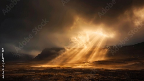 Beautiful landscape in Iceland with a dramatic light