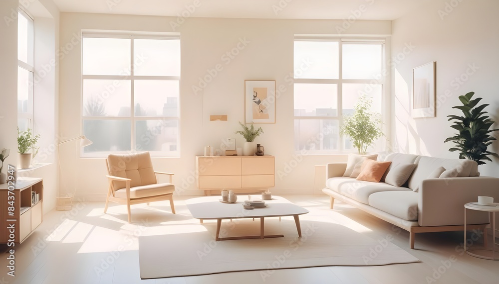 Fototapeta premium Photo interior modern design room 3D illustration