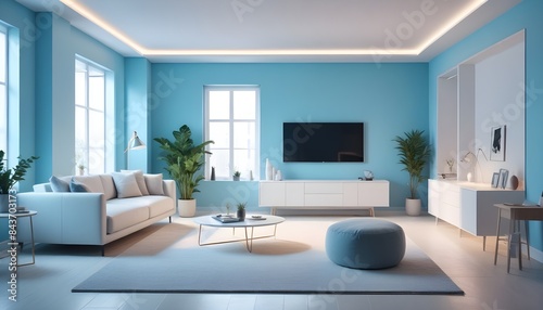 Photo interior modern design room 3D illustration