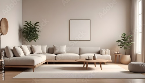 Photo interior modern design room 3D illustration