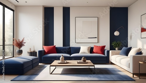 Photo interior modern design room 3D illustration