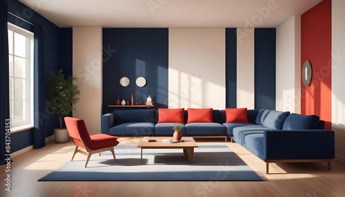 Photo interior modern design room 3D illustration