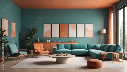 Photo interior modern design room 3D illustration