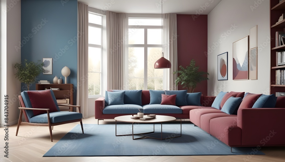 Photo interior modern design room 3D illustration Photo interior modern design room 3D illustration