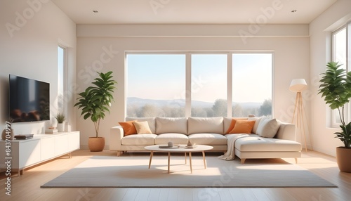 Photo interior modern design room 3D illustration