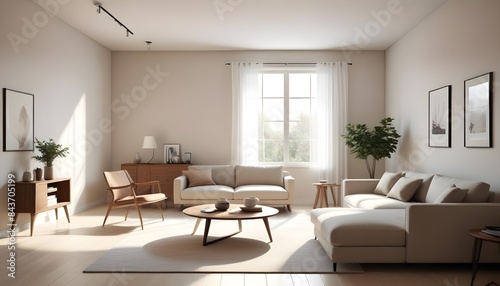 Photo interior modern design room 3D illustration