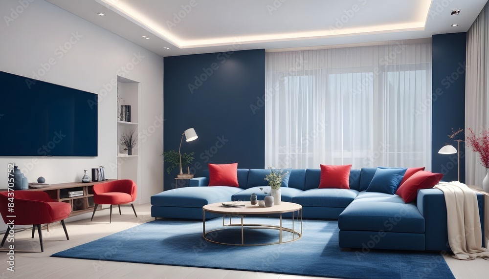 Photo interior modern design room 3D illustration Photo interior modern design room 3D illustration