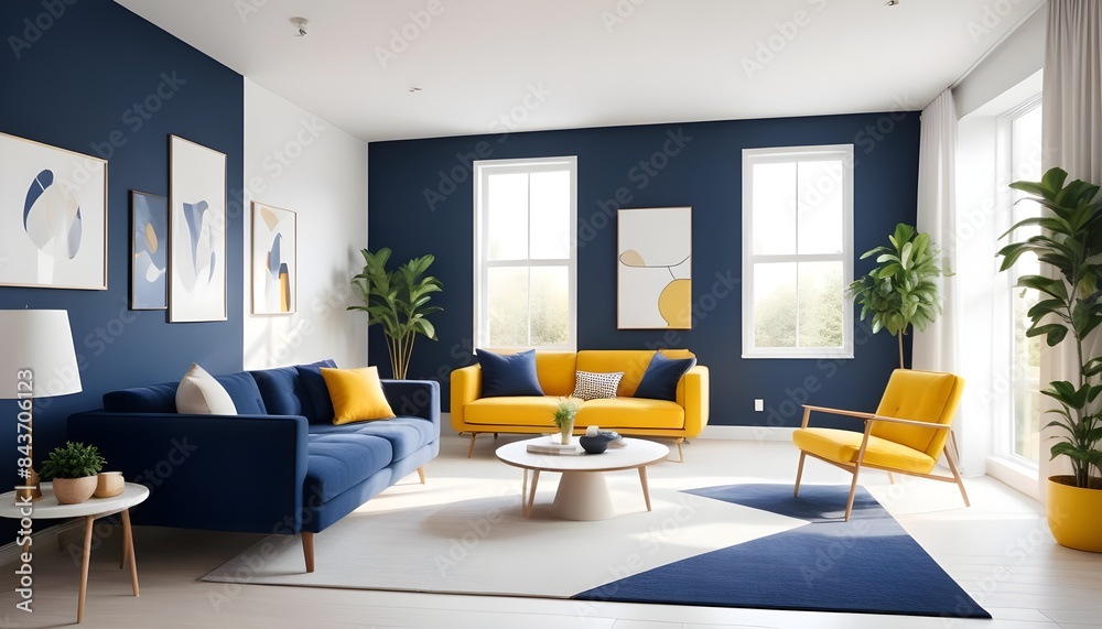 Photo interior modern design room 3D illustration Photo interior modern design room 3D illustration