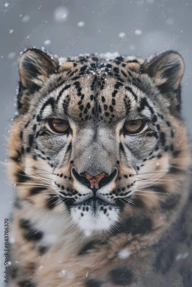 Face portrait of snow leopard - Irbis (Panthera uncia) Face portrait of snow leopard - Irbis (Panthera uncia)