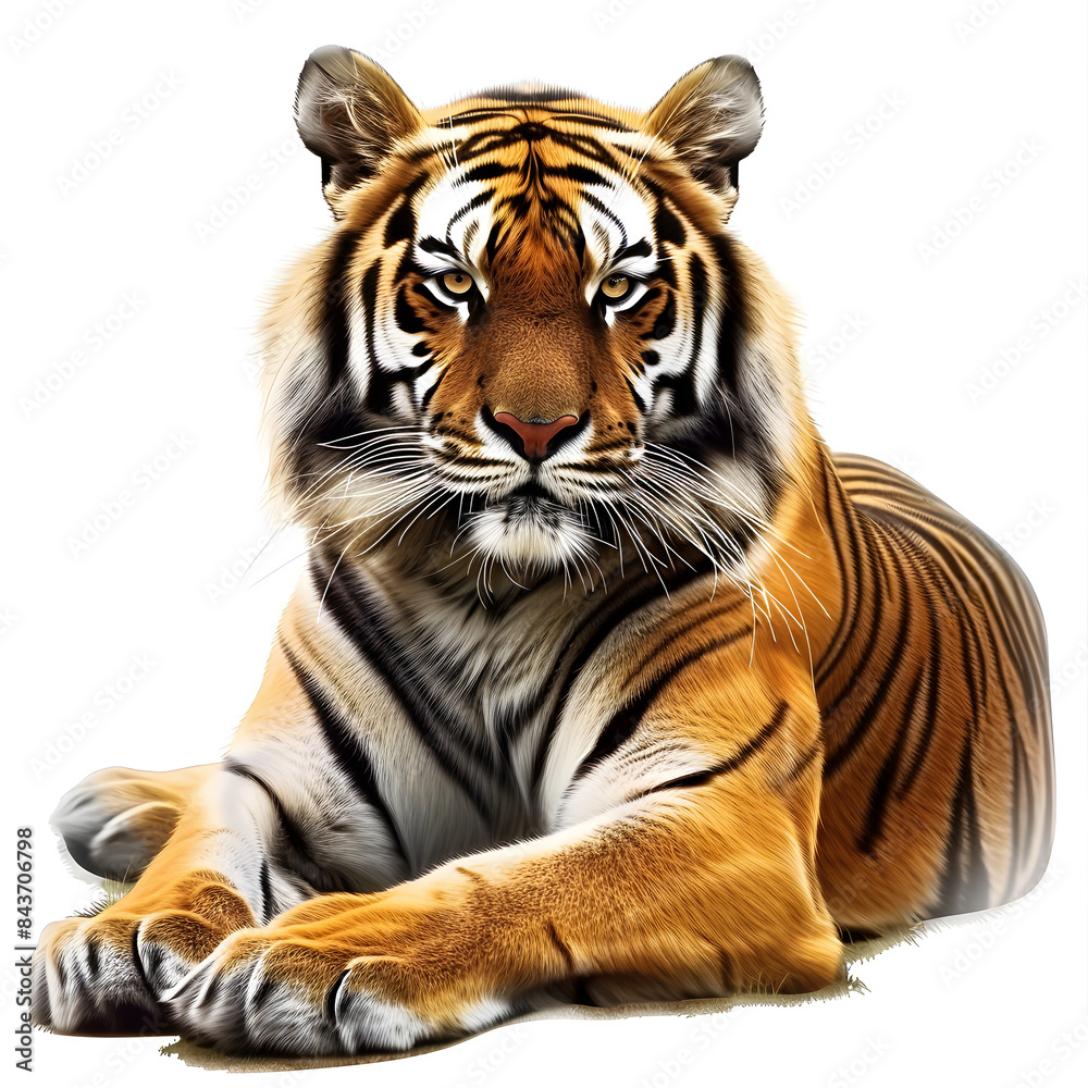 Clipart illustration of tiger on a white background. Suitable for crafting and digital design projects.[A-0001]