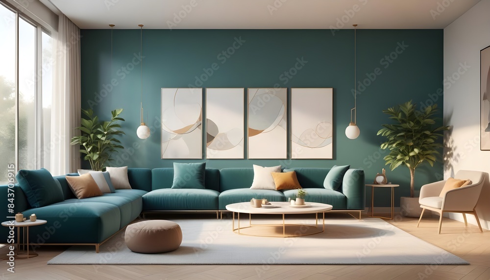 Fototapeta premium Photo interior modern design room 3D illustration
