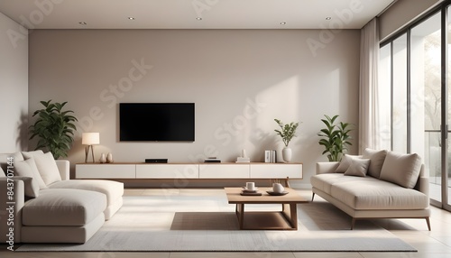 Photo interior modern design room 3D illustration