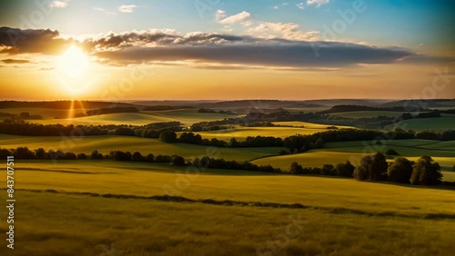 Sunset over rural countryside