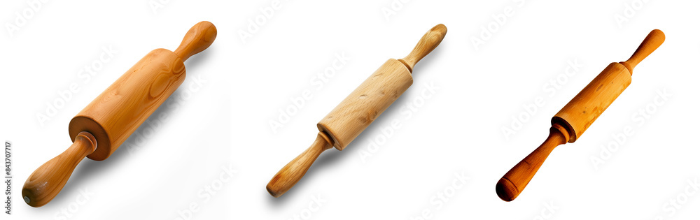 Kitchen utensils, Rolling pin on white background Kitchen utensils, Rolling pin on white background