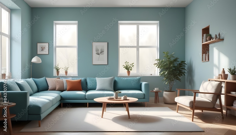 Fototapeta premium Photo interior modern design room 3D illustration