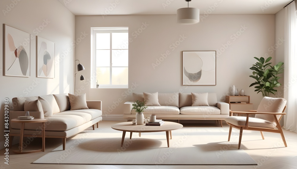 Photo interior modern design room 3D illustration