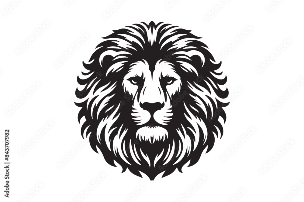 Lion head silhouette vector art illustration