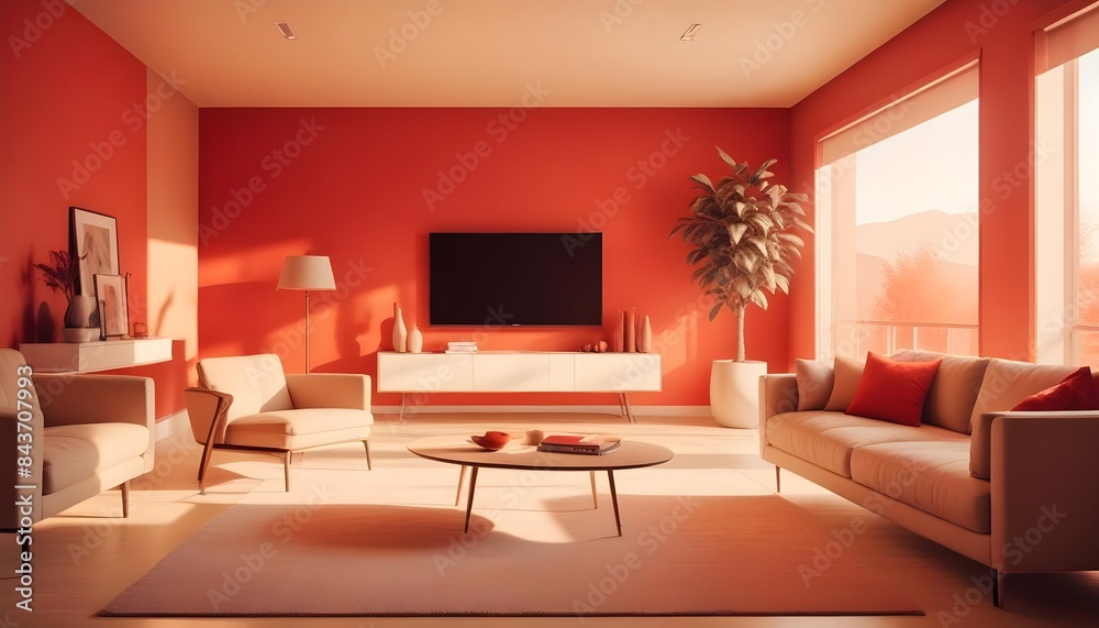 Photo interior modern design room 3D illustration Photo interior modern design room 3D illustration
