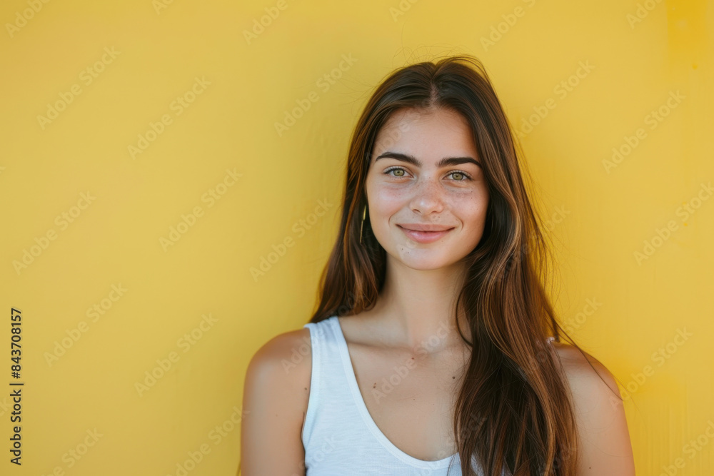 A close up portrait of a young woman with a subtle smile