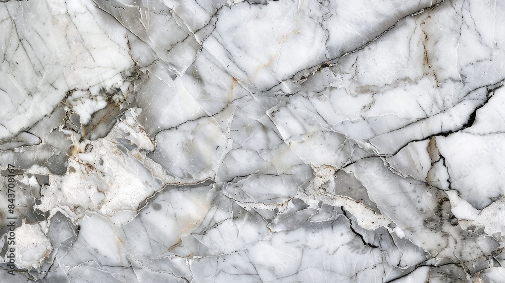 Fototapeta premium Close-up of white marble with intricate veining patterns in gray tones