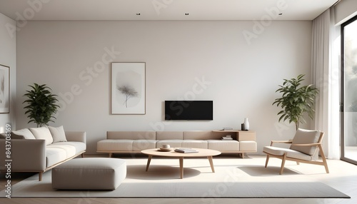 Photo interior modern design room 3D illustration