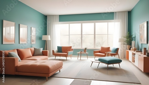 Photo interior modern design room 3D illustration