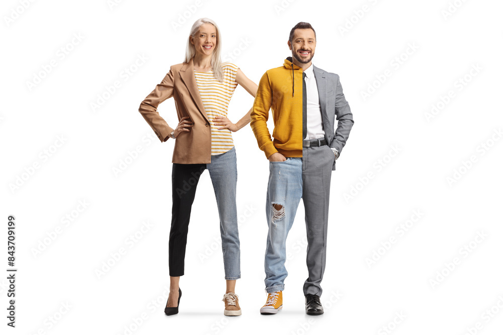 © Ljupco Smokovski - Man and woman dressed half in bussiness half in casual clothes