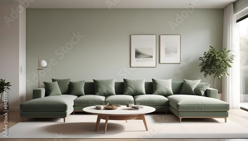 Photo interior modern design room 3D illustration