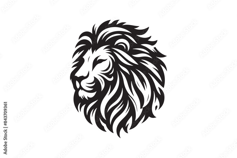 Fototapeta premium Lion head silhouette vector art illustration