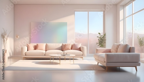 Photo interior modern design room 3D illustration