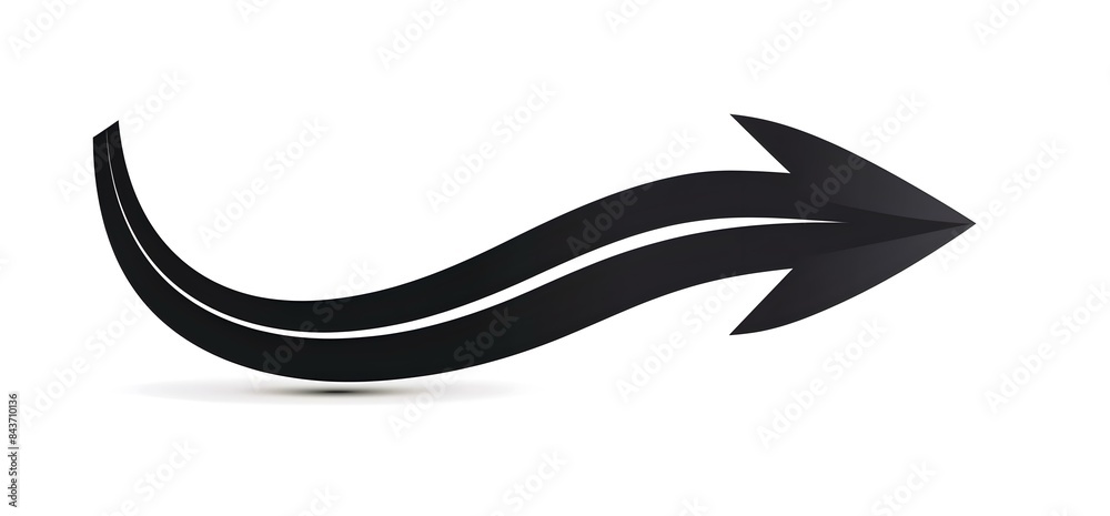  Arrow black curved right vector and 2D image
