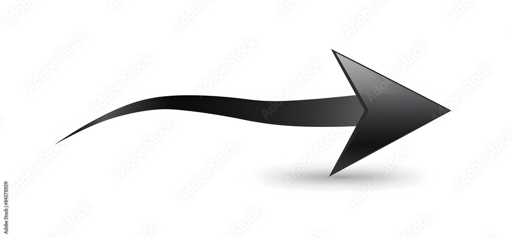Arrow black curved angled 2D and sleek image Arrow black curved angled 2D and sleek image